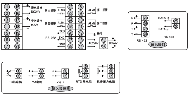 SWP-T80光柱显示控制仪接线图