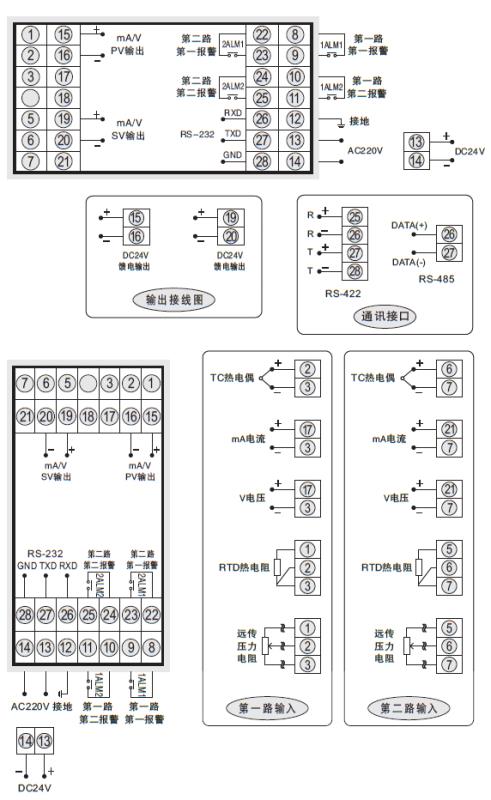 SWP-D80双回路显示控制仪接线图