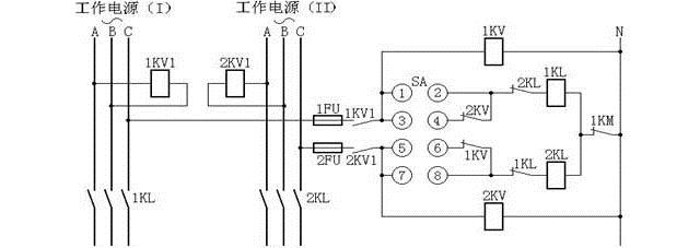 变压器强油循环风冷却器工作和备用电源自动切换回路接线图 变压器强油循环风冷却器工作和备用电源自动切换回路接线图