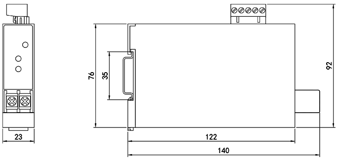 单相电流变送器YR-BS4I外形尺寸