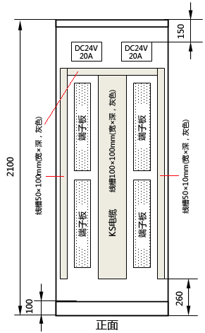 导轨型安全栅柜正面布置图