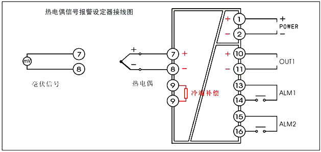 热电偶信号报警设定器接线图