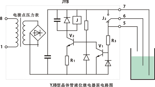 JYB-714晶体管液位继电器电气原理图