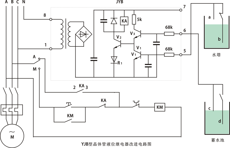 JYB-714晶体管液位继电器改进电路图