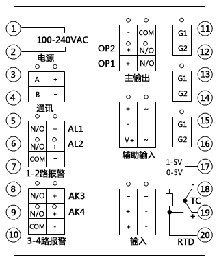 昌晖YR-RJD通用温控器接线图 昌晖YR-RJD通用温控器接线图