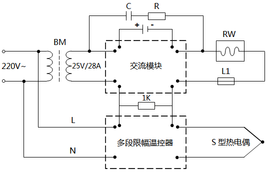 多段限幅温控器在单晶路温度控制原理图 多段限幅温控器在单晶路温度控制原理图