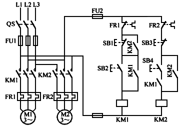 顺序启动、逆序停车控制电路电气原理图