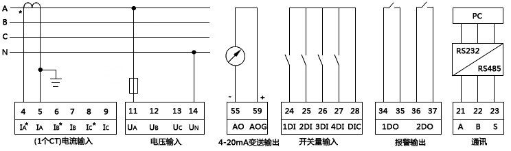 单相无功功率表接线图