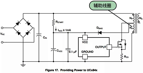 高频变压器的辅助线圈在电路中起辅助作用