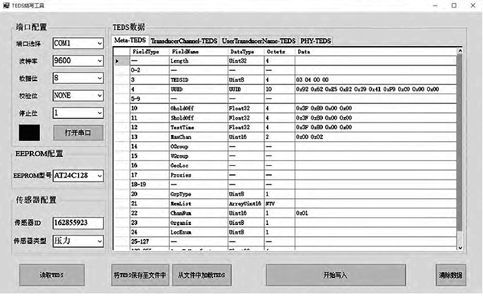 智能传感器TEDS配置界面 智能传感器TEDS配置界面